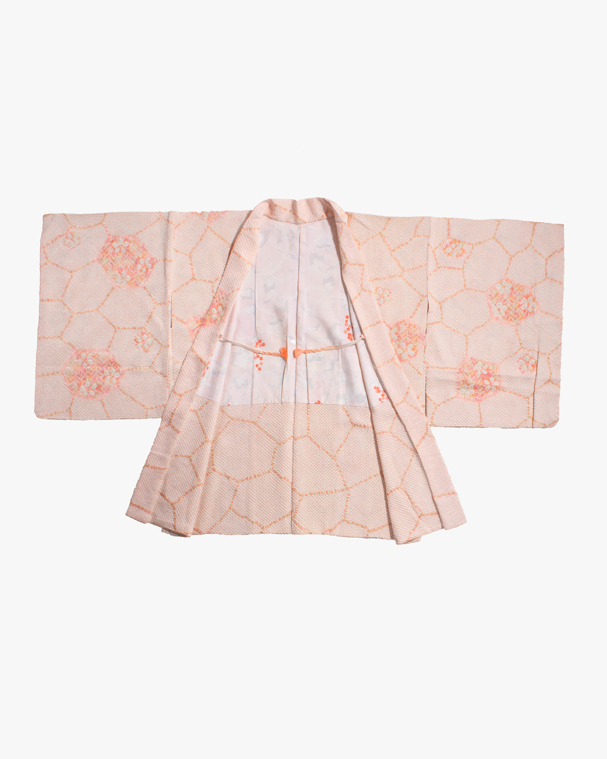 Vintage Haori Jacket, Full Shibori, Light Pink with Floral