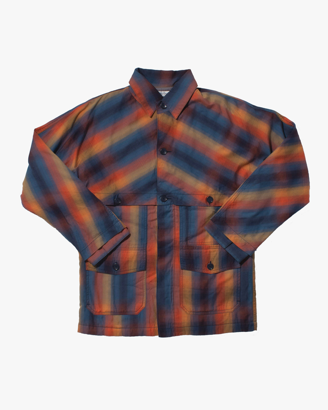 Japanese Repro Knit Jacket, L, H.R. Market, Blue and Orange Diagonal Plaid