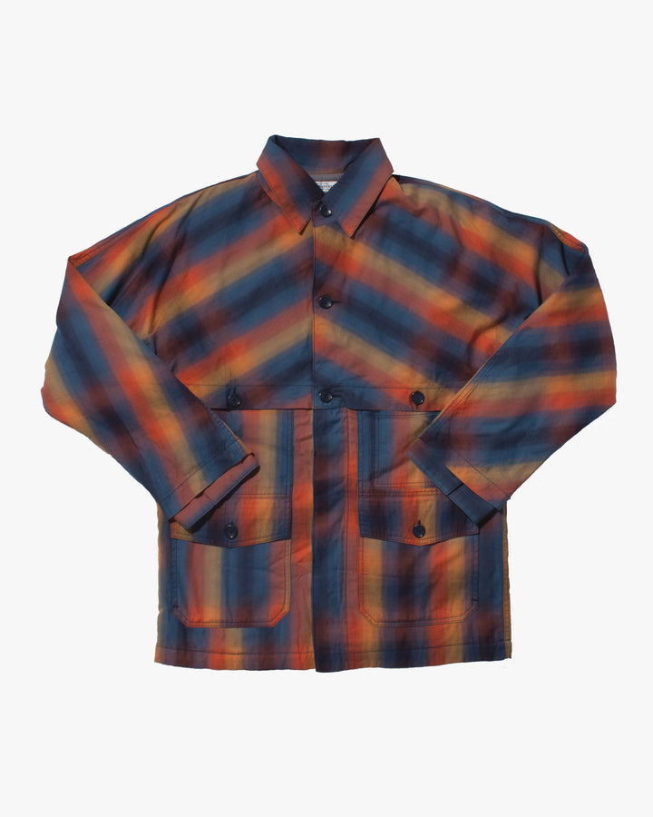 Japanese Repro Knit Jacket, L, H.R. Market, Blue and Orange Diagonal Plaid