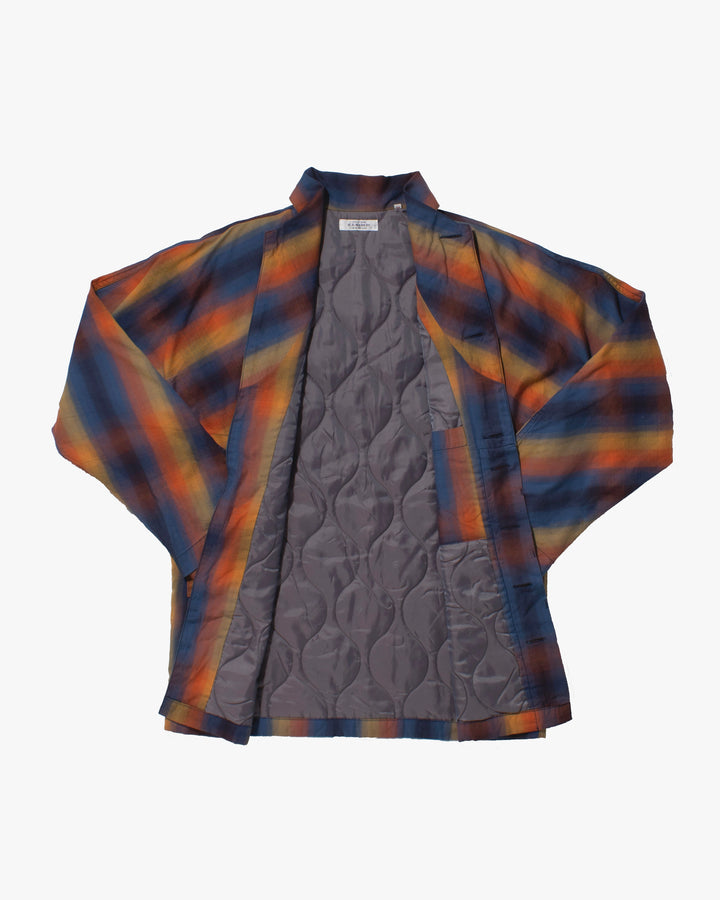 Japanese Repro Knit Jacket, L, H.R. Market, Blue and Orange Diagonal Plaid