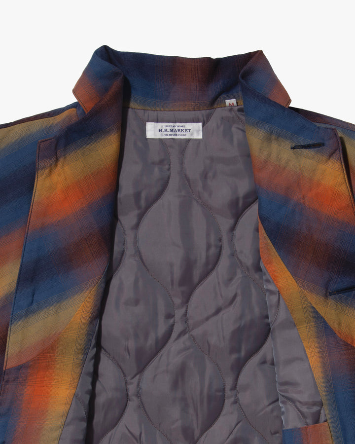 Japanese Repro Knit Jacket, L, H.R. Market, Blue and Orange Diagonal Plaid