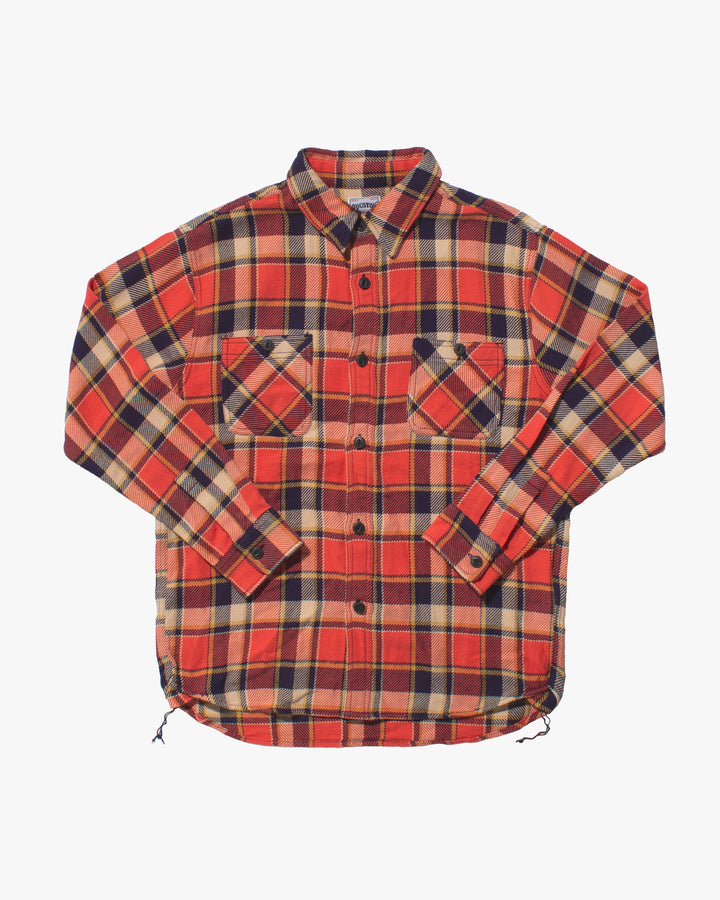 Japanese Repro Flannel Shirt, Houston, Salmon and Navy Plaid - M