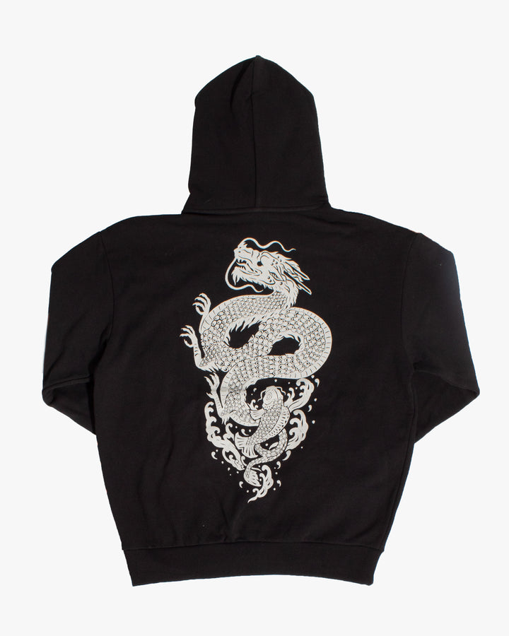Kiriko Original Hoodie, Printed Koi-Dragon, Black
