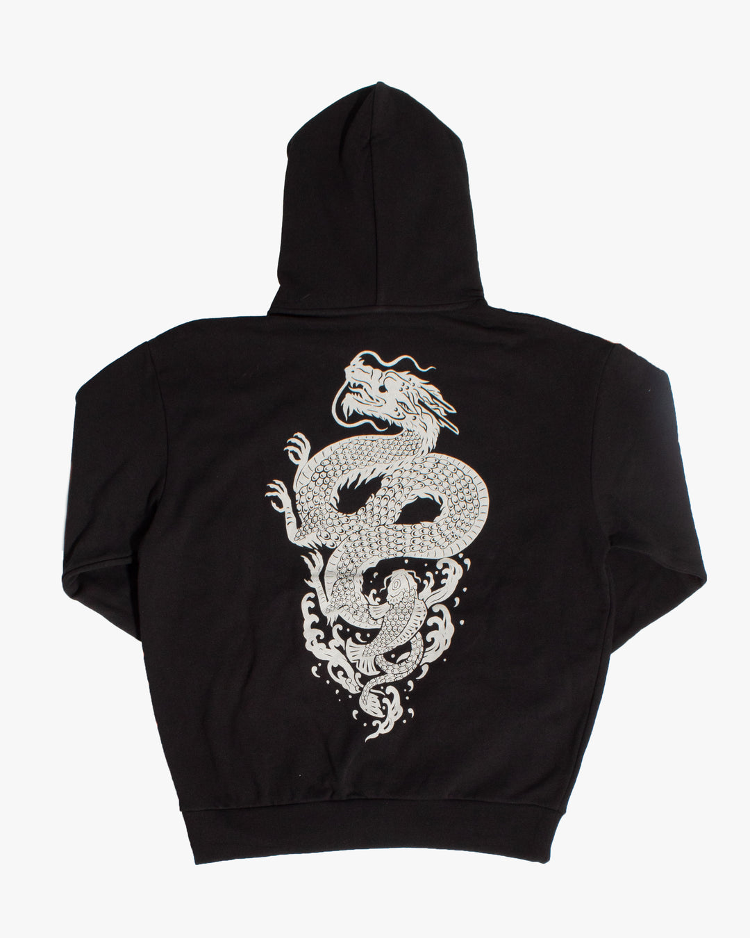 Kiriko Original Hoodie, Printed Koi-Dragon, Black