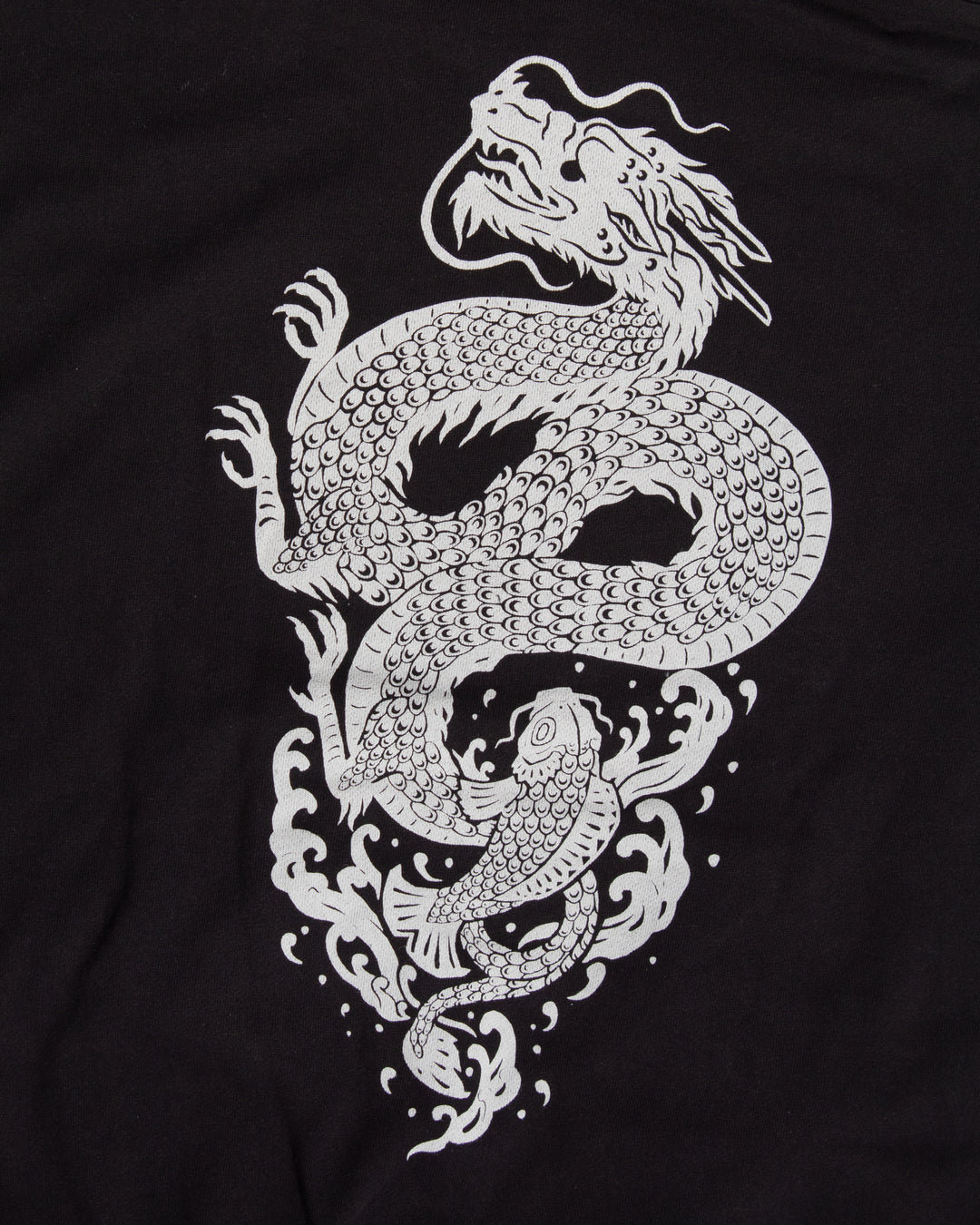 Kiriko Original Hoodie, Printed Koi-Dragon, Black