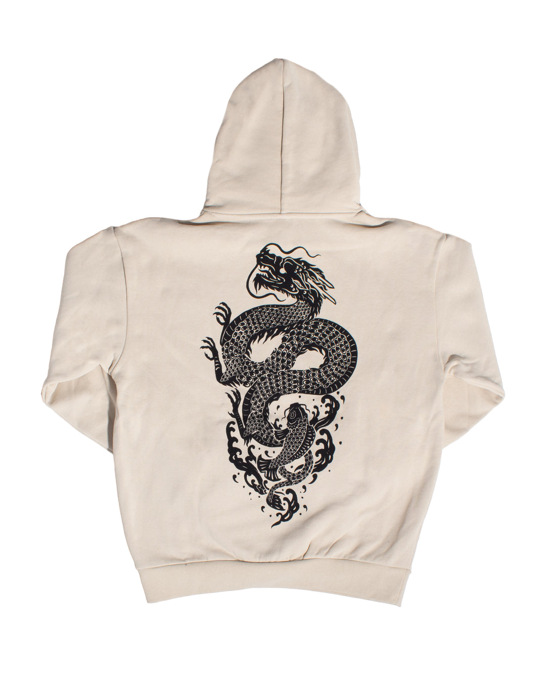 Kiriko Original Hoodie, Printed Koi-Dragon, Cream