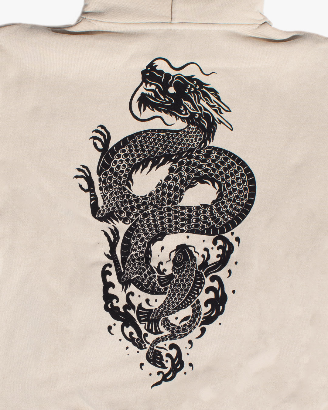 Kiriko Original Hoodie, Printed Koi-Dragon, Cream