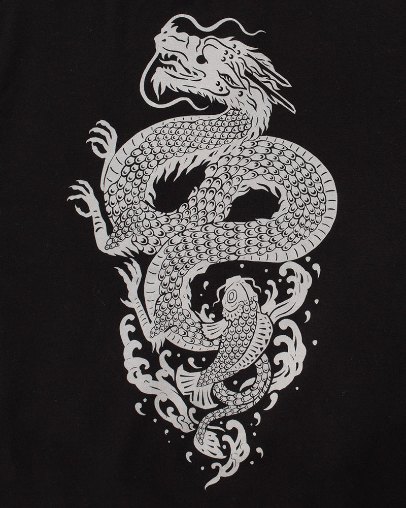 Kiriko Original Crewneck, Printed Koi-Dragon, Black