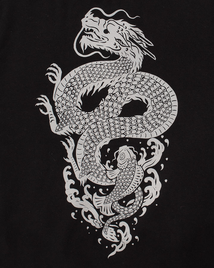 Kiriko Original Crewneck, Printed Koi-Dragon, Black