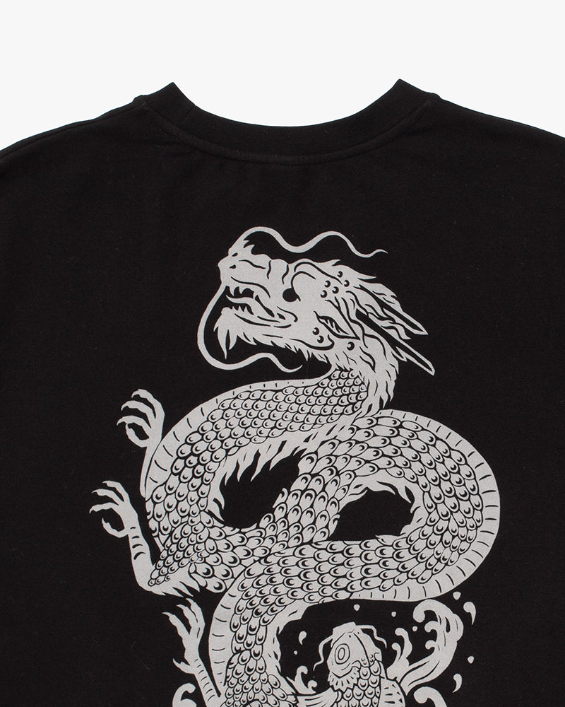 Kiriko Original Crewneck, Printed Koi-Dragon, Black