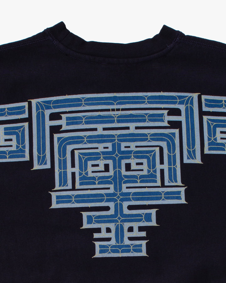 Kiriko Original Crewneck, Printed Ainu, Two-Tone, Navy with Olive