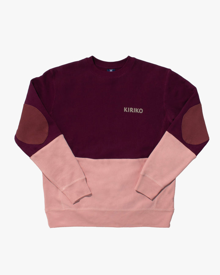 Kiriko Original Crewneck, Printed Ainu, Two-Tone, Maroon with Light Pink