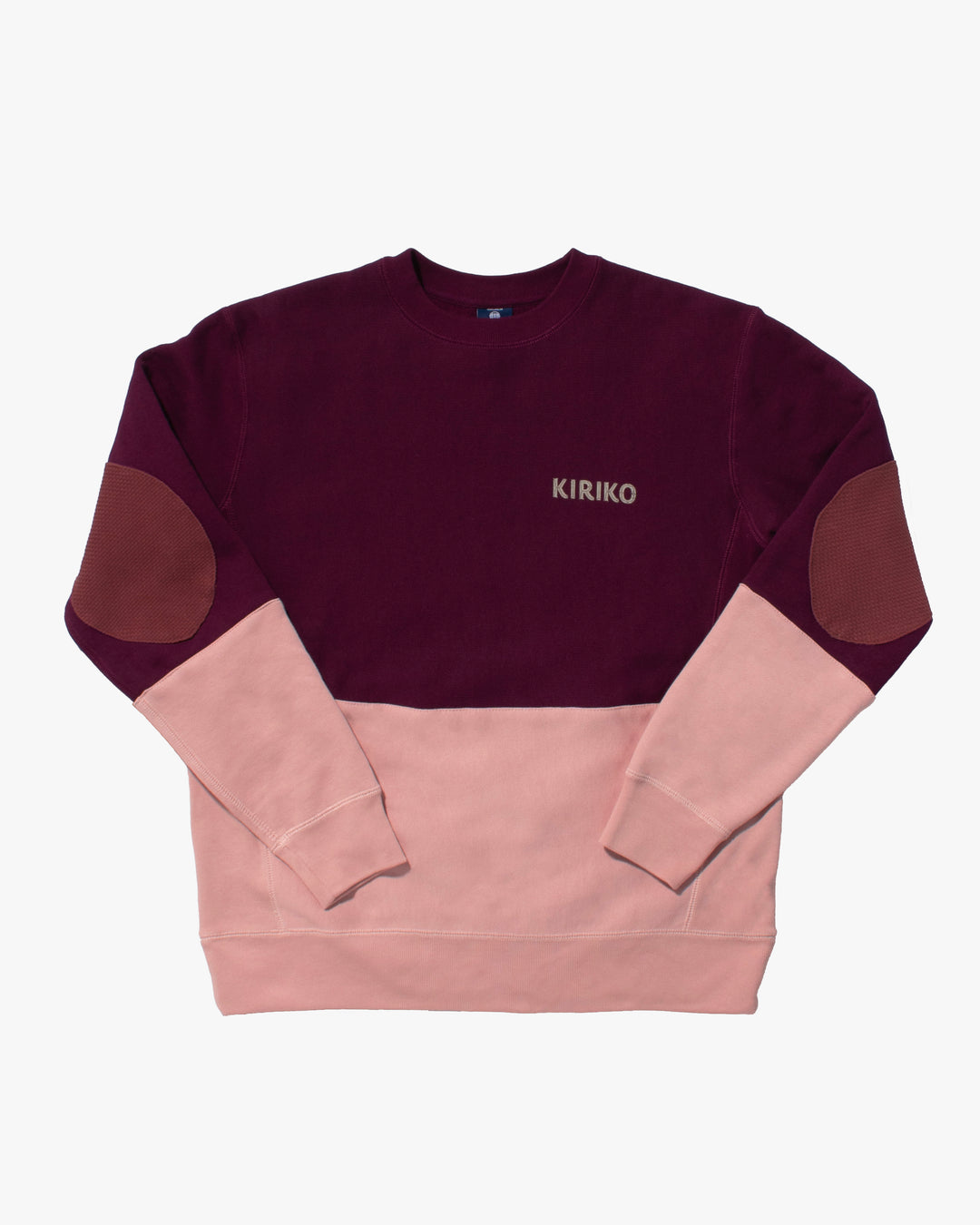 Kiriko Original Crewneck, Printed Ainu, Two-Tone, Maroon with Light Pink