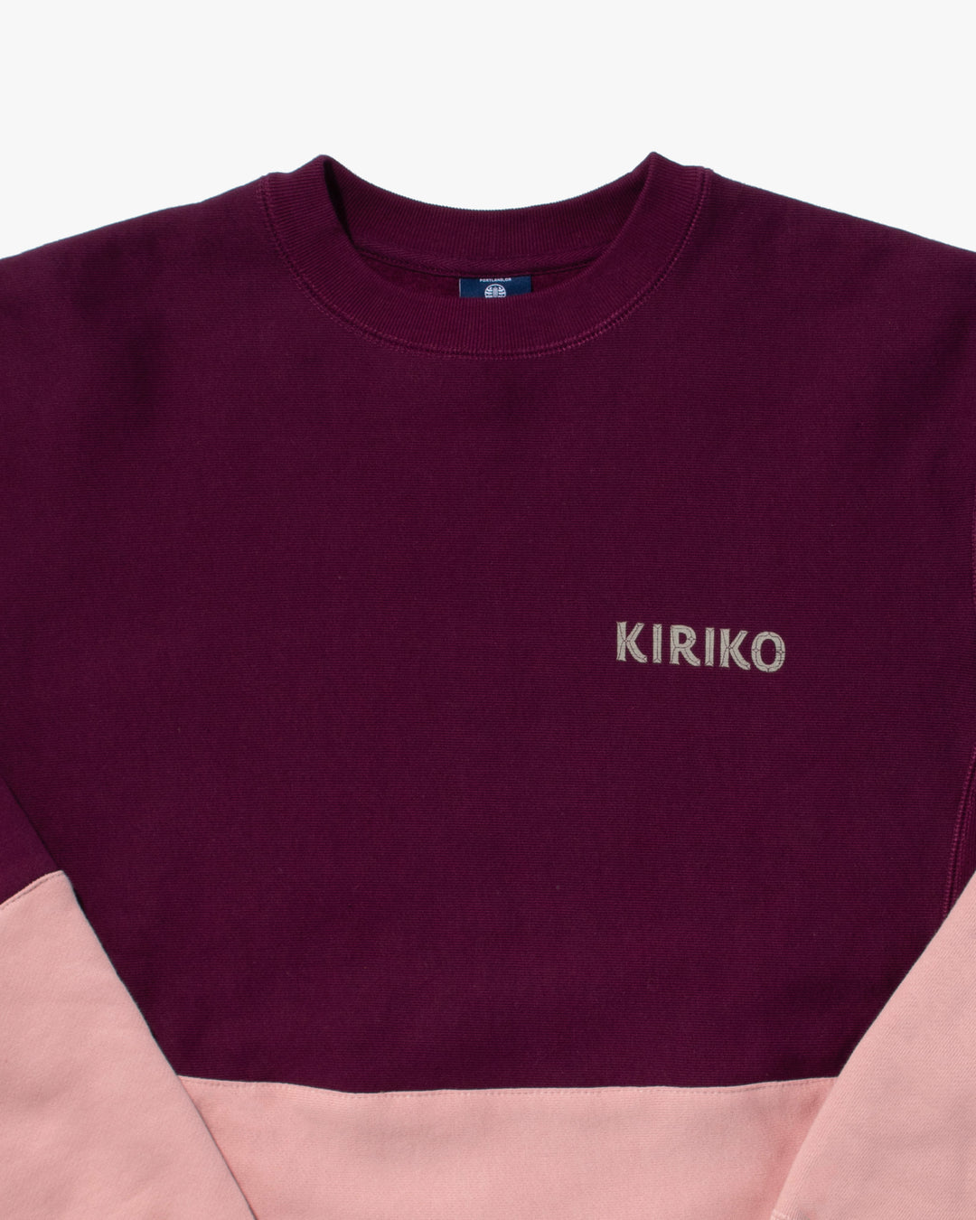 Kiriko Original Crewneck, Printed Ainu, Two-Tone, Maroon with Light Pink