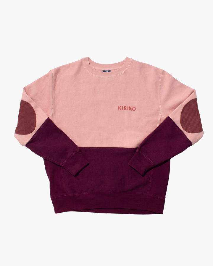 Kiriko Original Crewneck, Printed Ainu, Two-Tone, Light Pink with Maroon