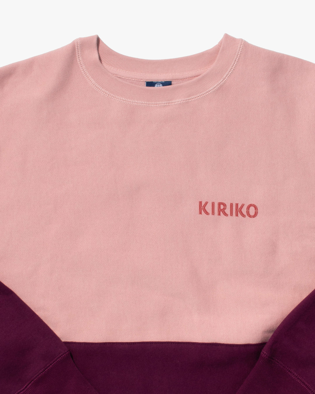 Kiriko Original Crewneck, Printed Ainu, Two-Tone, Light Pink with Maroon