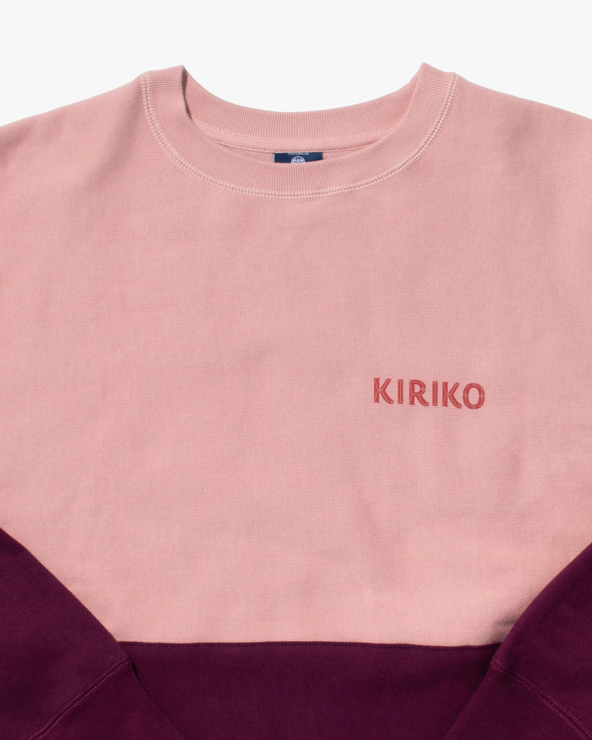 Kiriko Original Crewneck, Printed Ainu, Two-Tone, Light Pink with Maroon