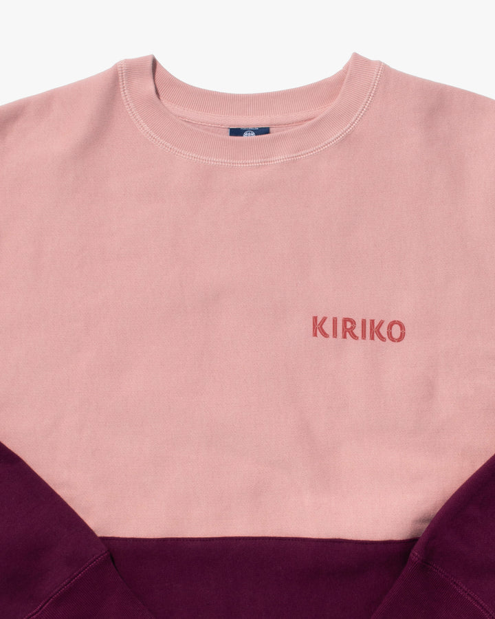 Kiriko Original Crewneck, Printed Ainu, Two-Tone, Light Pink with Maroon