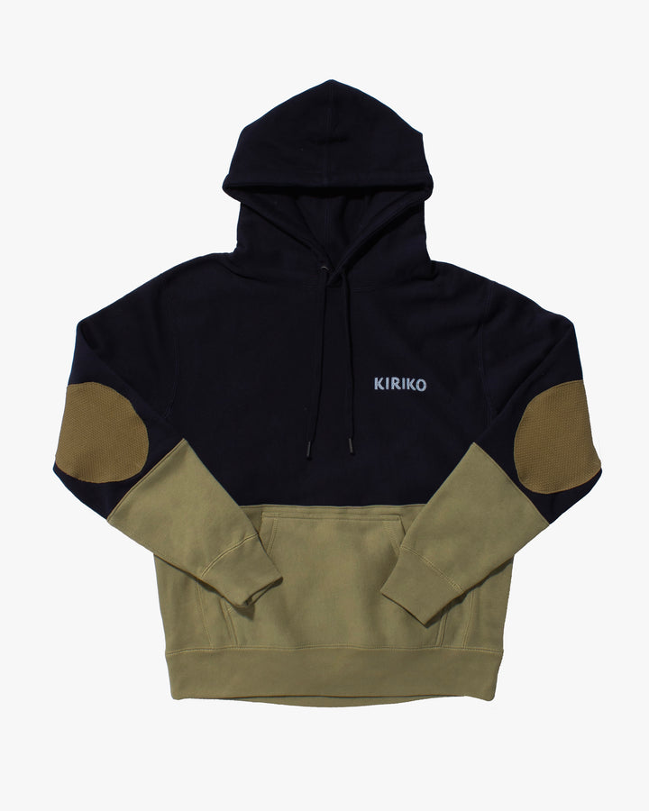 Kiriko Original Hoodie, Printed Ainu, Two-Tone, Navy with Olive