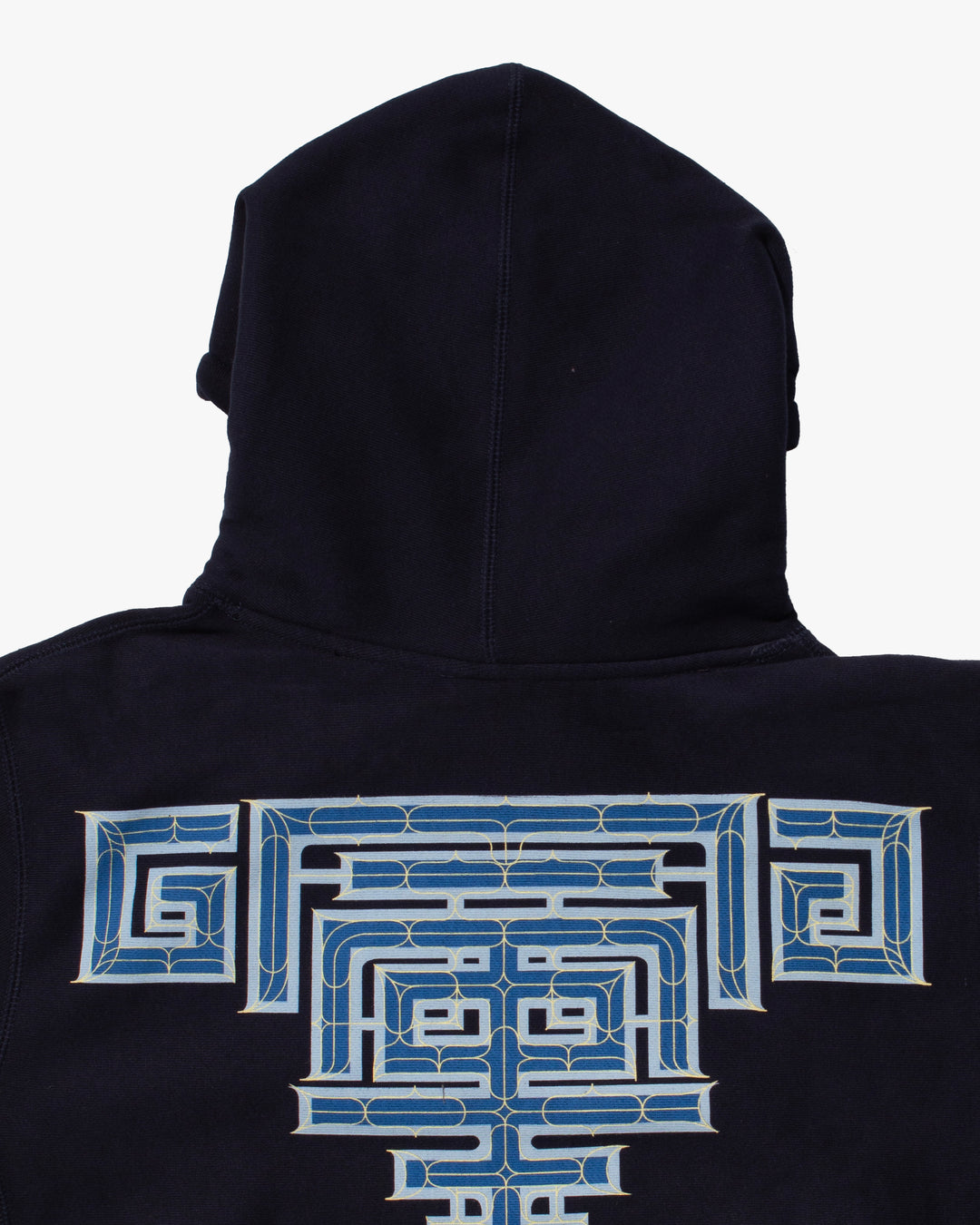 Kiriko Original Hoodie, Printed Ainu, Two-Tone, Navy with Olive