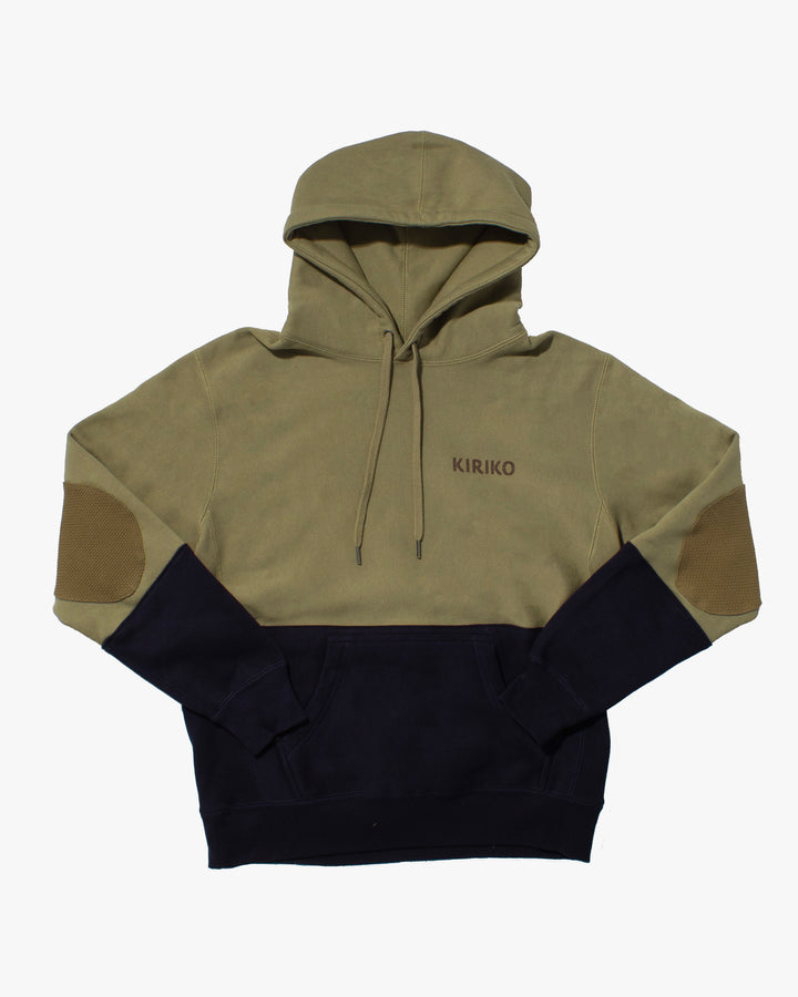 Kiriko Original Hoodie, Printed Ainu, Two-Tone, Olive with Navy