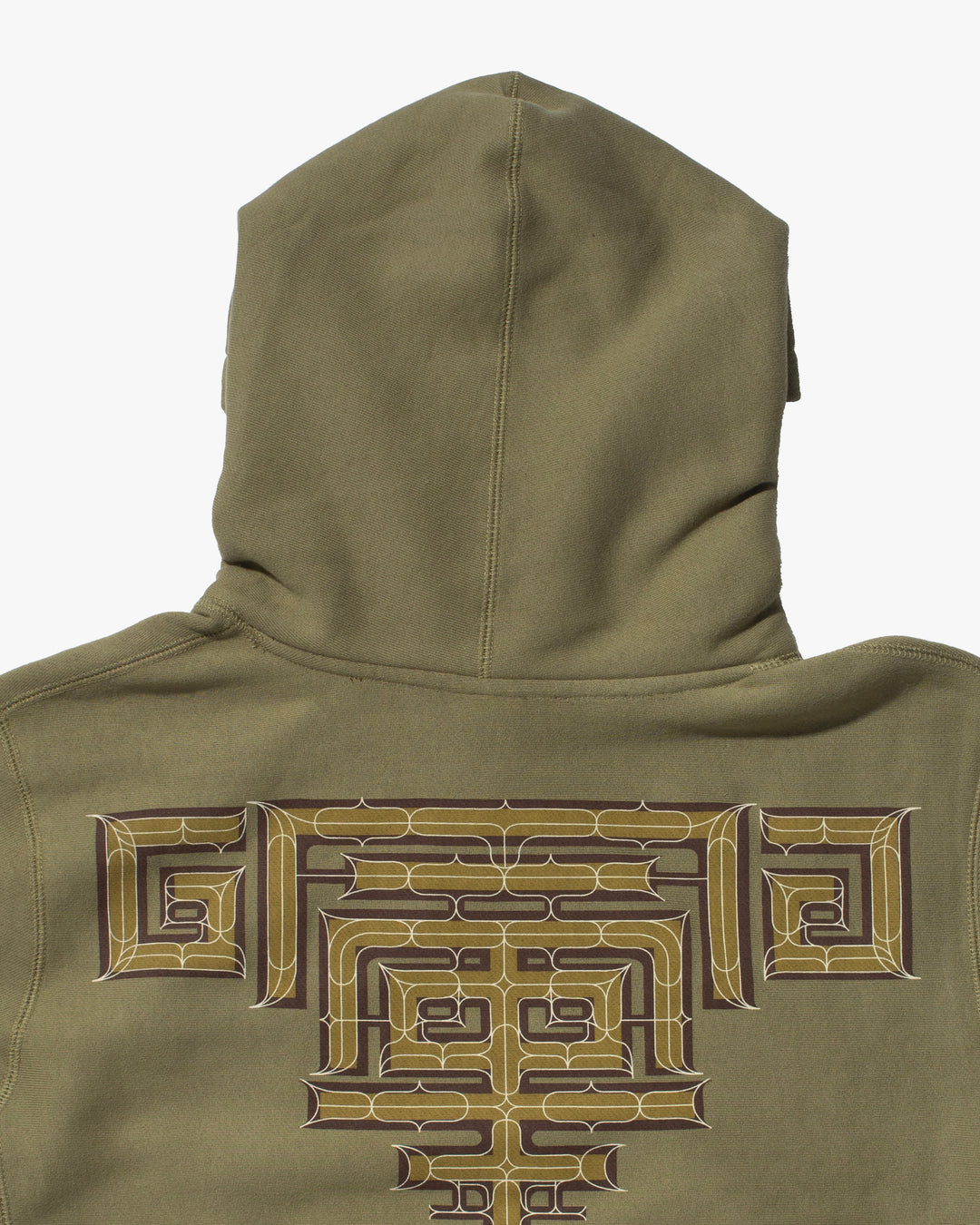 Kiriko Original Hoodie, Printed Ainu, Two-Tone, Olive with Navy