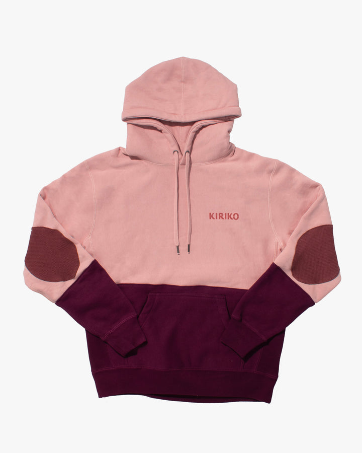Kiriko Original Hoodie, Printed Ainu, Two-Tone, Light Pink with Maroon