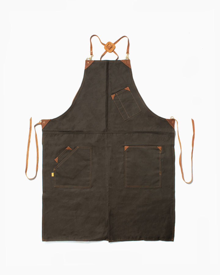 Kokoro Original Work Apron, Full, Canvas, Olive