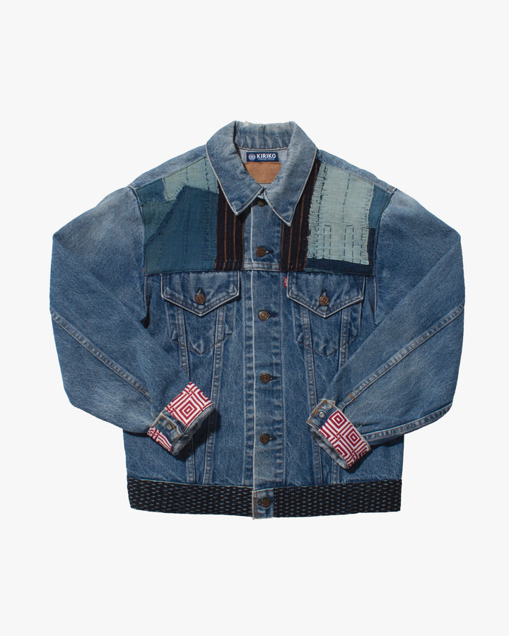 Kiriko Custom, Vintage Levi's Jacket, Patched with Shades of Blue with Maekake Apron