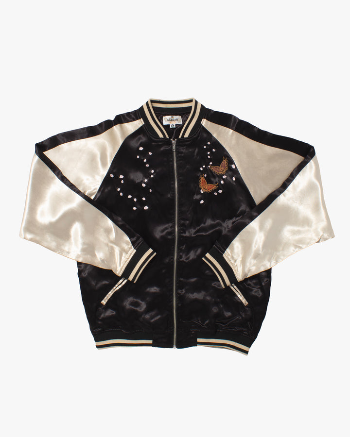 Japanese Repro Souvenir Jacket, XL, Karakuri, Sakura with Butterflies