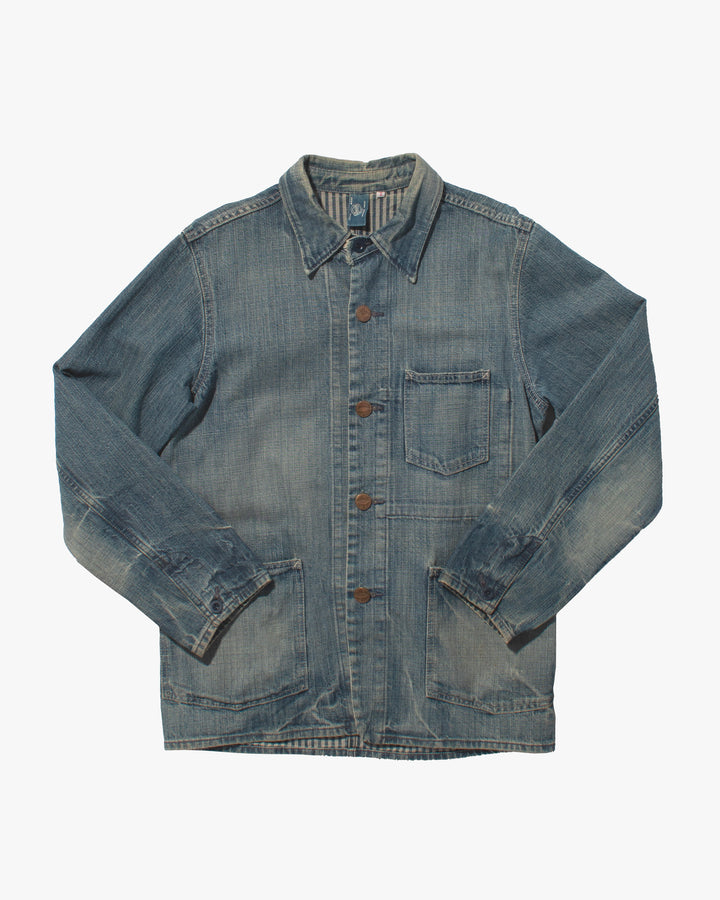 Japanese Repro Denim Chore Coat, L, Omnigod, Striped Lining