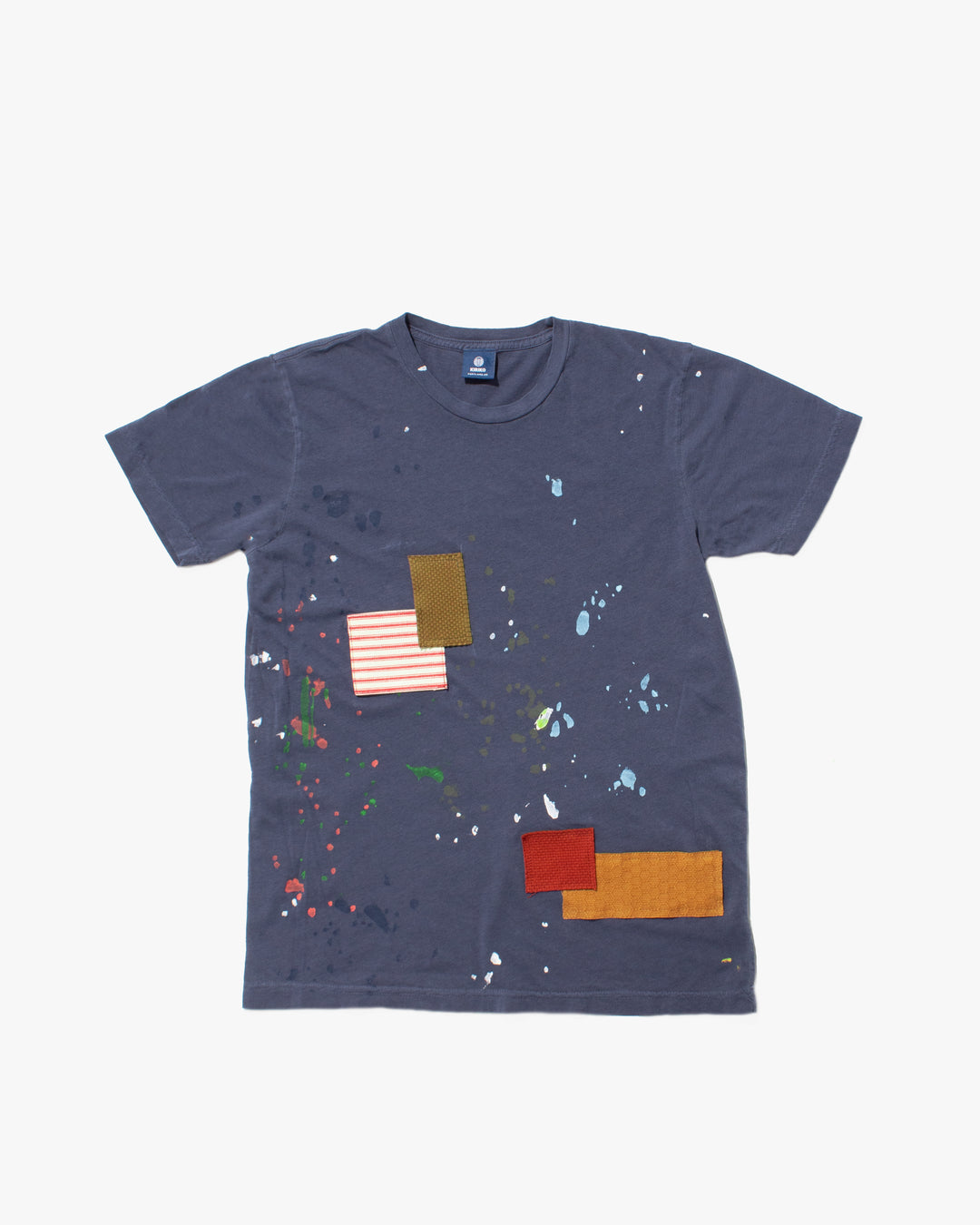 Kiriko Original Tee, 3.8 oz Cotton, Painter Tee with Patches, Blue
