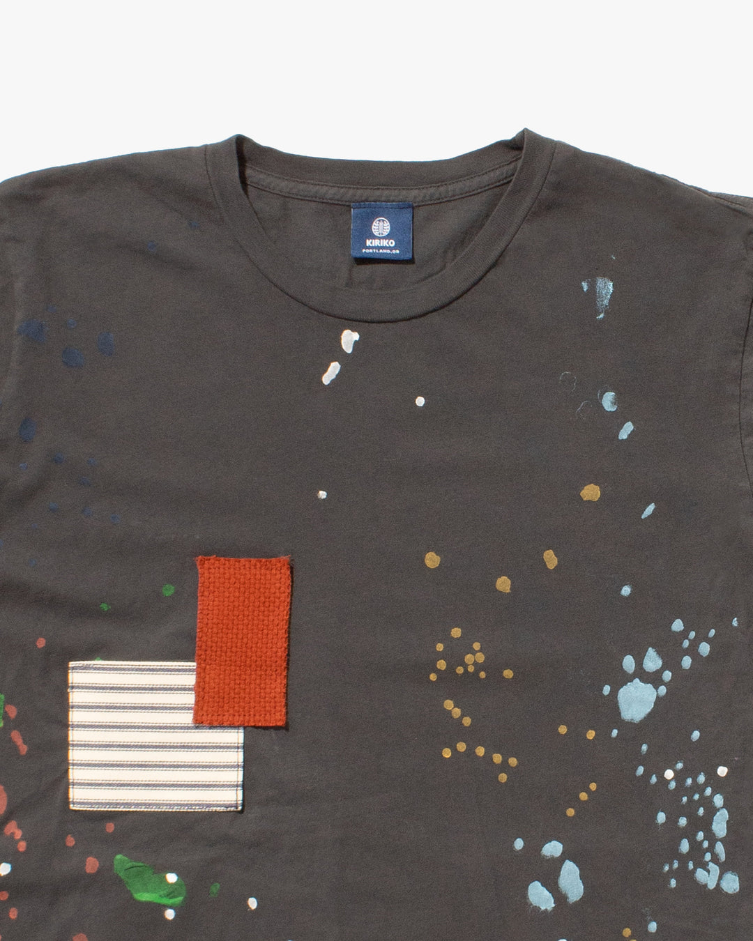 Kiriko Original Tee, 3.8 oz Cotton, Painter Tee with Patches, Grey