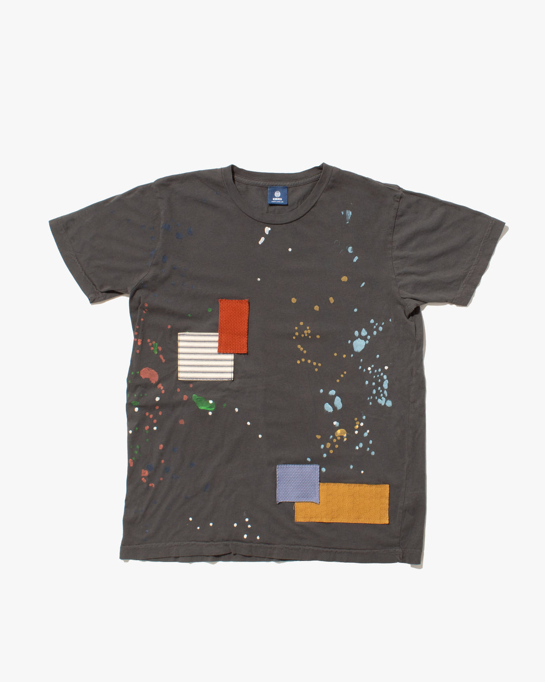Kiriko Original Tee, 3.8 oz Cotton, Painter Tee with Patches, Grey