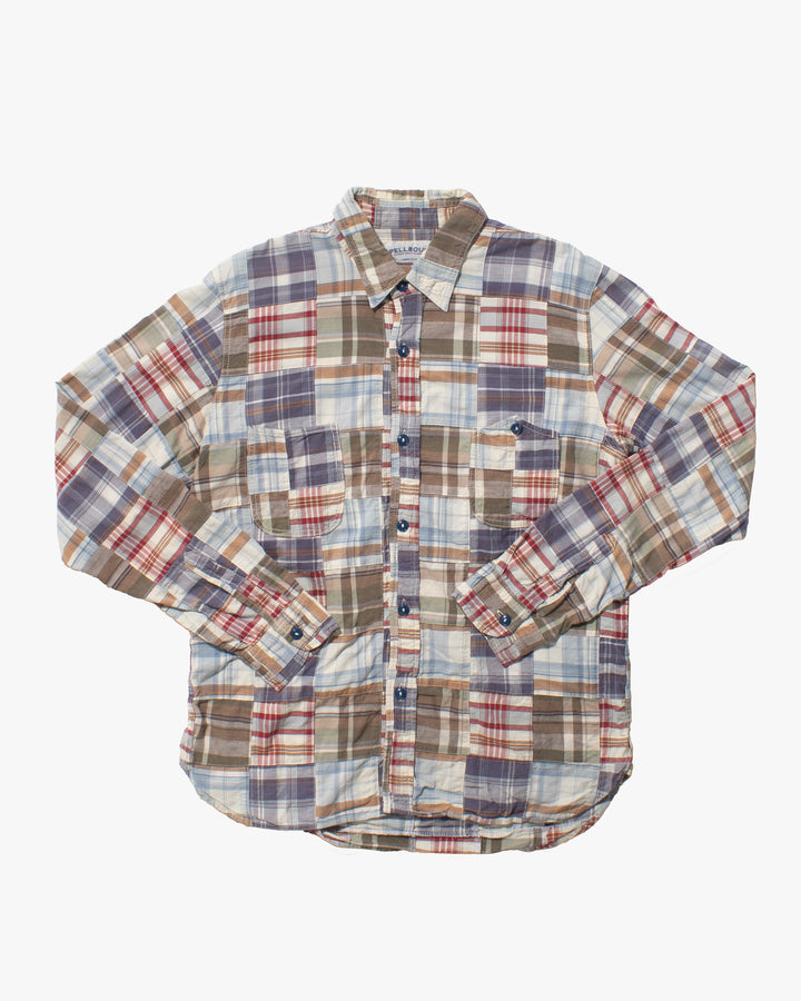Japanese Repro Button Up Shirt, Spellbound, Plaid Patchwork