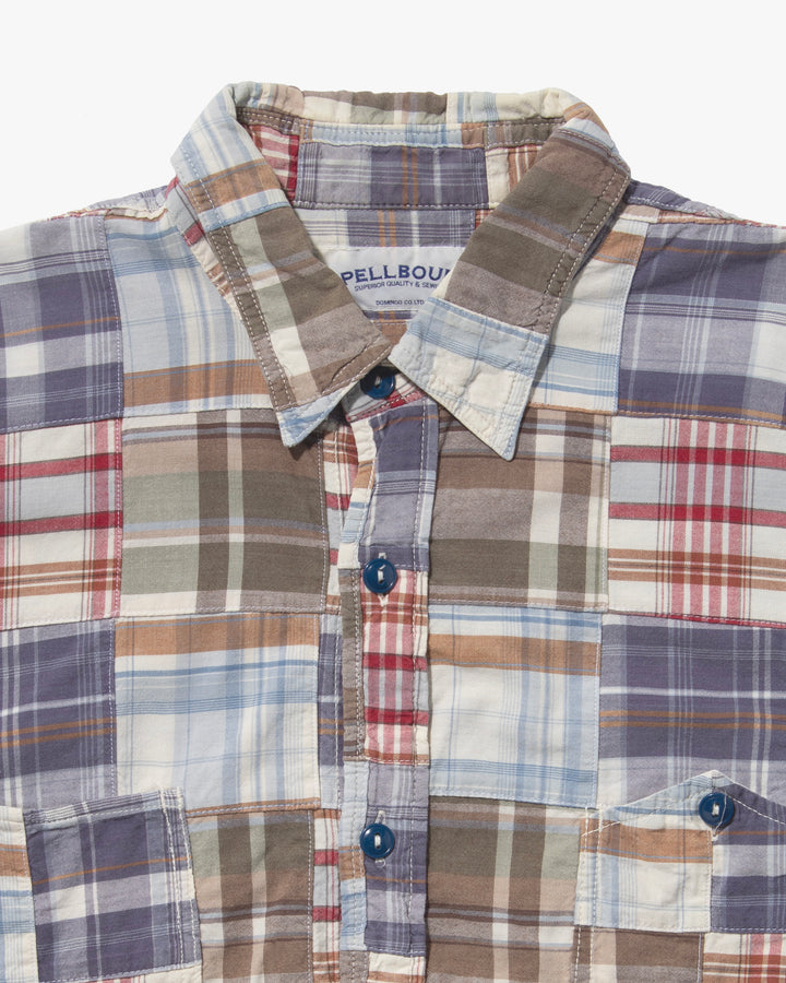 Japanese Repro Button Up Shirt, Spellbound, Plaid Patchwork