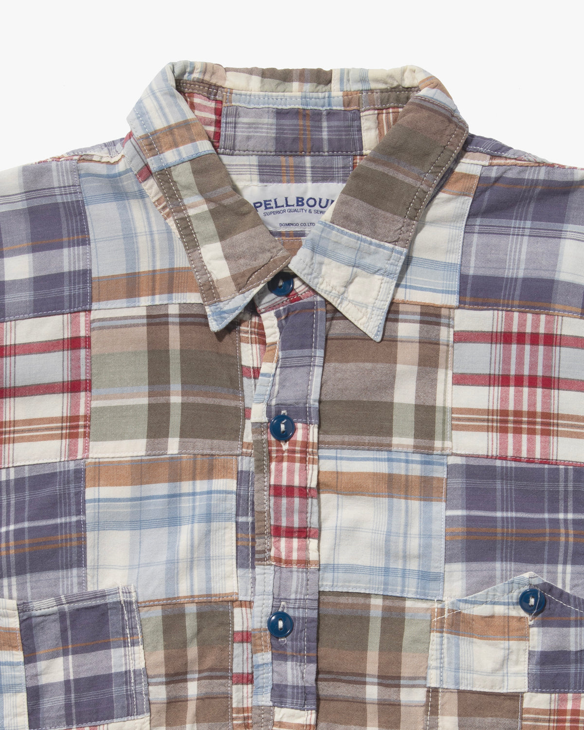 Japanese Repro Button Up Shirt, Spellbound, Plaid Patchwork