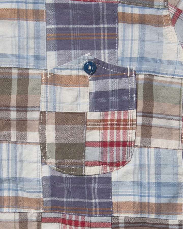 Japanese Repro Button Up Shirt, Spellbound, Plaid Patchwork