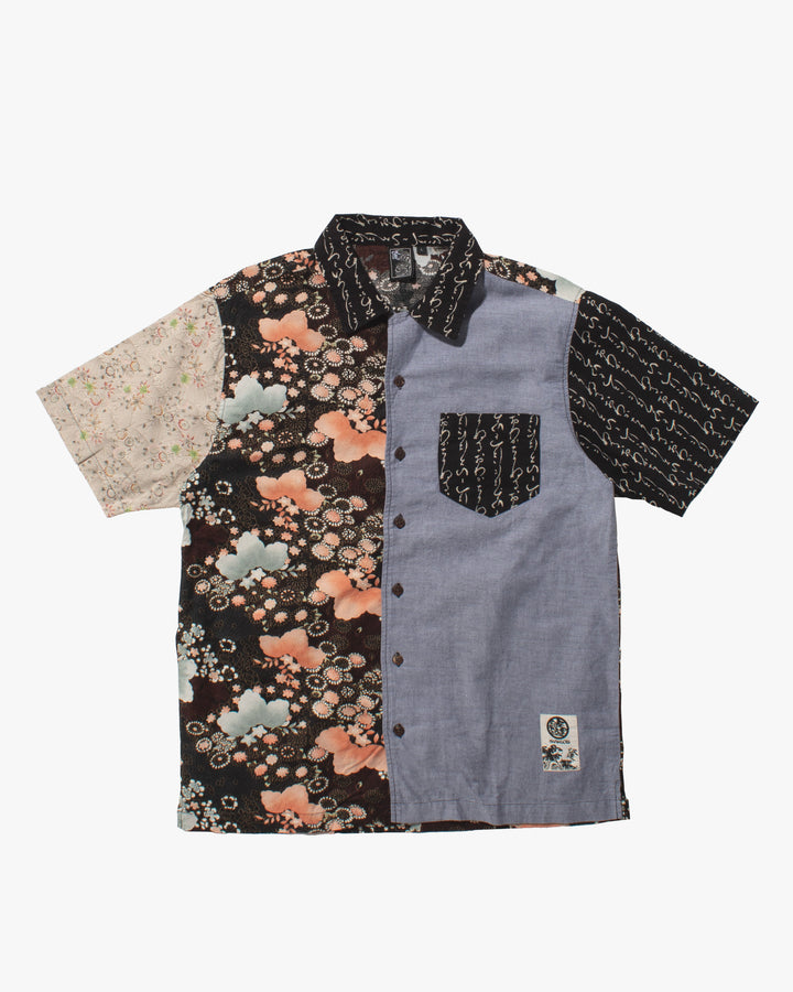 Japanese Repro Button Up Shirt, Namiasobi, Patterned Panels