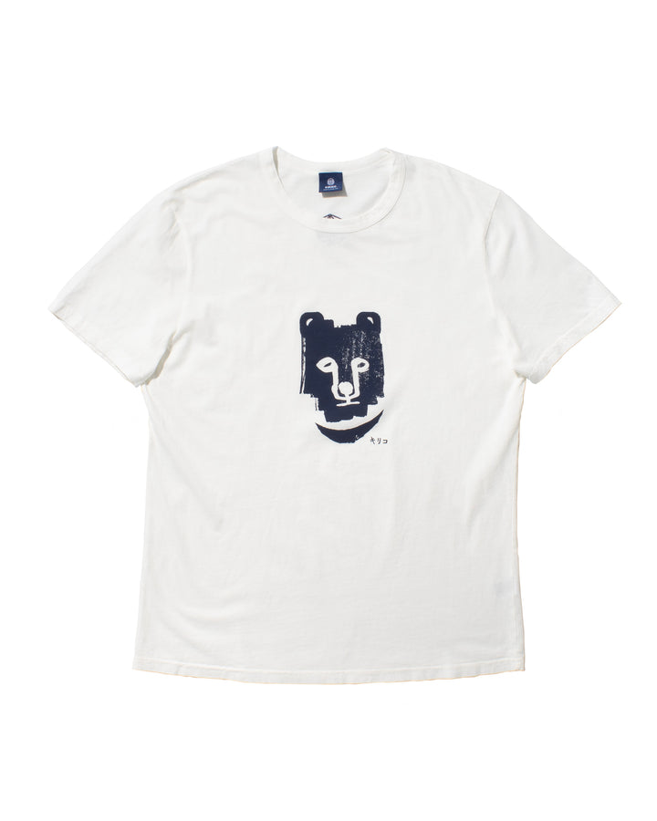 Kiriko Original Tee, 6oz Cotton, Printed Kuma, Semamori Embroidery, White