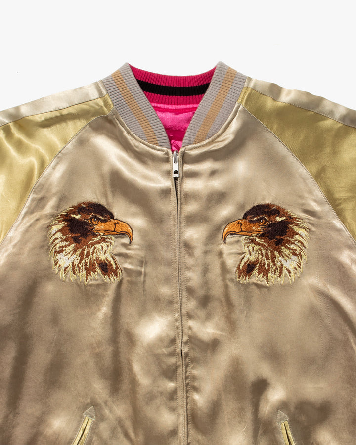 Japanese Repro Souvenir Jacket, Reversible, Gold Pherrow and Hot Pink - L