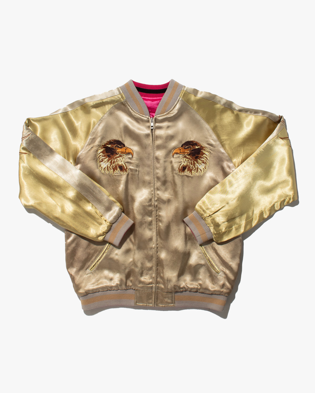 Japanese Repro Souvenir Jacket, Reversible, Gold Pherrow and Hot Pink - L