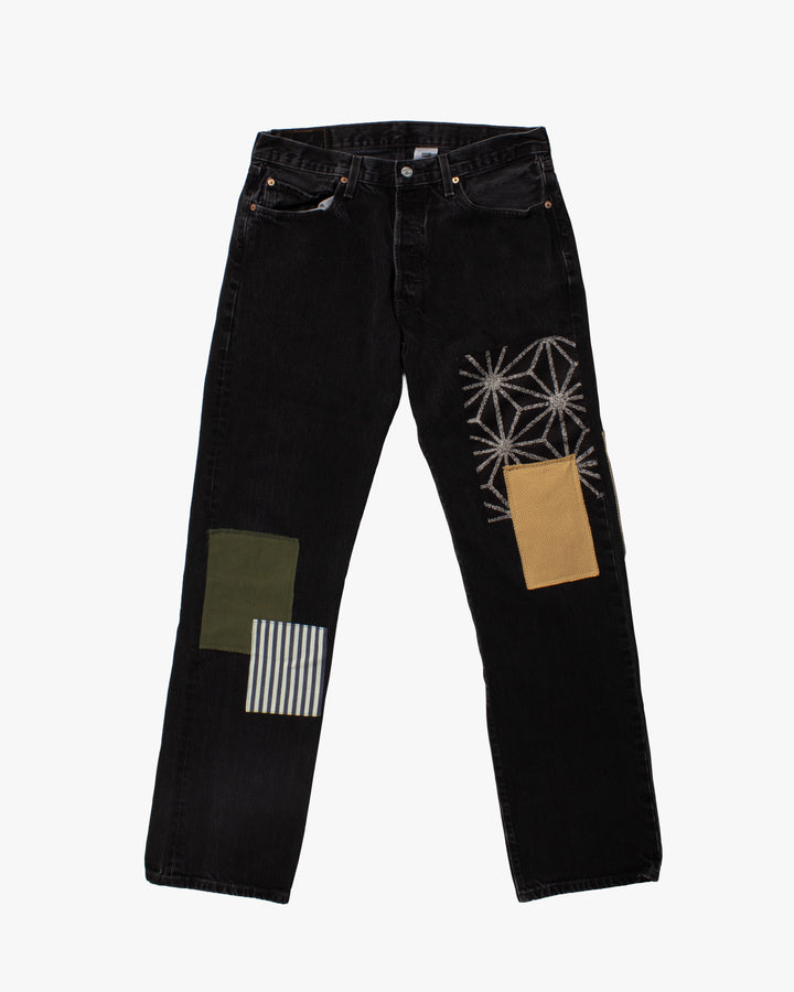 Kiriko Custom Patched Denim Jeans, Levi's Brand, 14