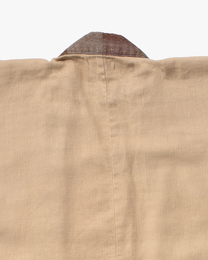 Kiriko Original Jacket, Modern Noragi, Ecru Overdyed with Multi Patchwork, Azuki and Gold