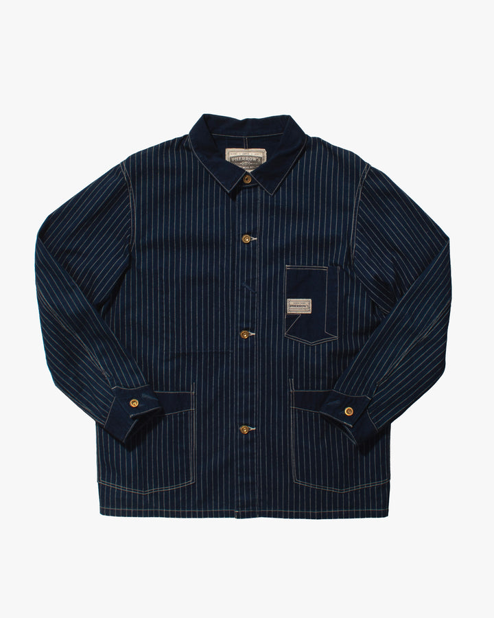 Japanese Repro Chore Coat, L, Pherrow's, Dotted Pinstripe