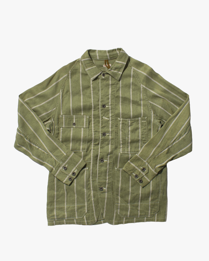 Japanese Repro Chore Coat, L, Kapital, Olive Striped