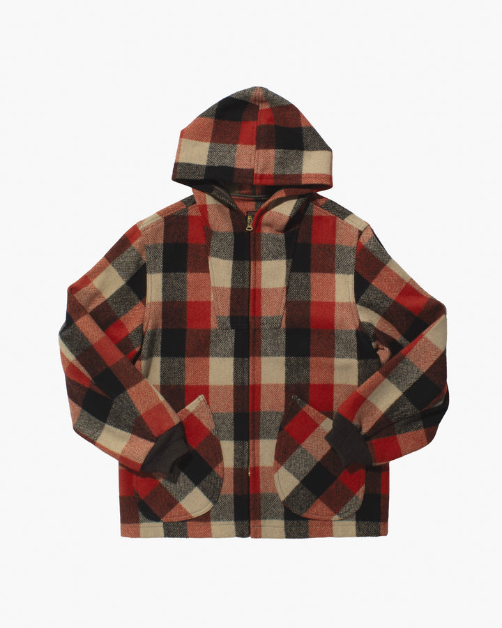 Japanese Repro Zip Hoodie, L, Slap Shot, Red Plaid