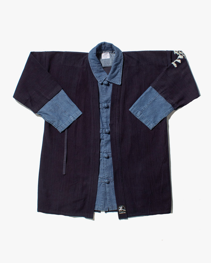 Kiriko Custom Kendo X Denim Mandarin Jacket, Dark Wash - L