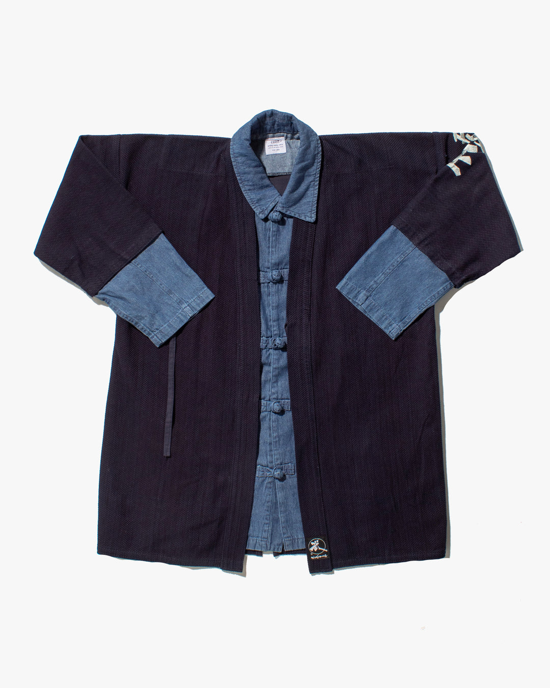 Kiriko Custom Kendo X Denim Mandarin Jacket, Dark Wash - L