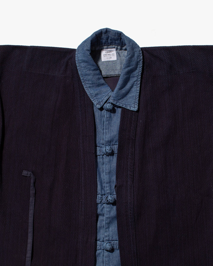 Kiriko Custom Kendo X Denim Mandarin Jacket, Dark Wash - L